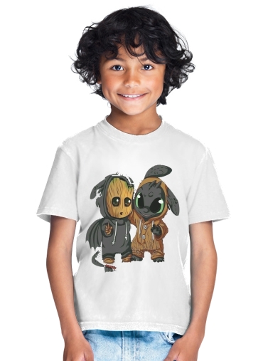  Groot x Dragon krokmou para Camiseta de los niños