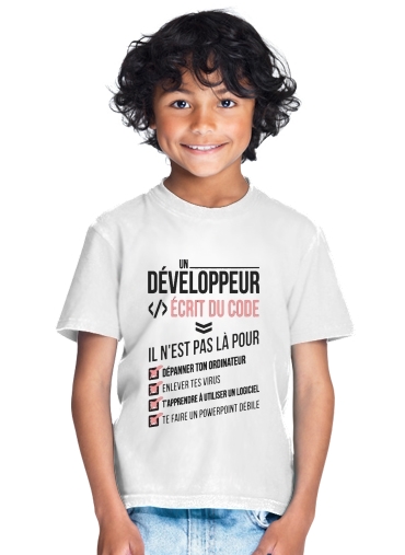  Un developpeur ecrit du code Stop para Camiseta de los niños