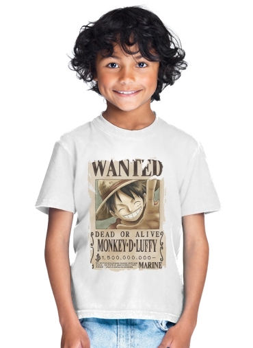  Wanted Luffy Pirate para Camiseta de los niños