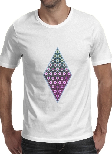  Abstract bright floral geometric pattern teal pink white para Camisetas hombre