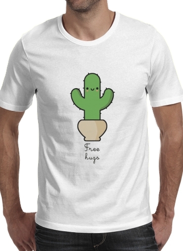 negro- Cactus Free Hugs para Camisetas hombre