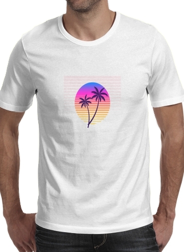  Classic retro 80s style tropical sunset para Camisetas hombre