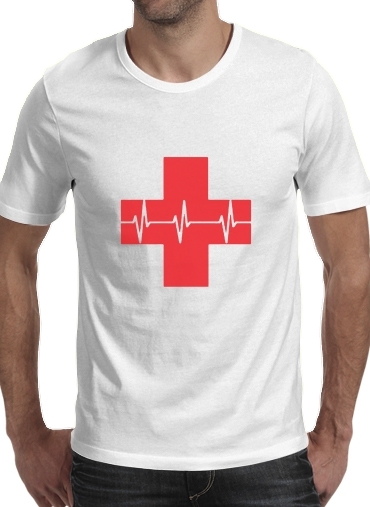 Croix de secourisme EKG Heartbeat para Camisetas hombre