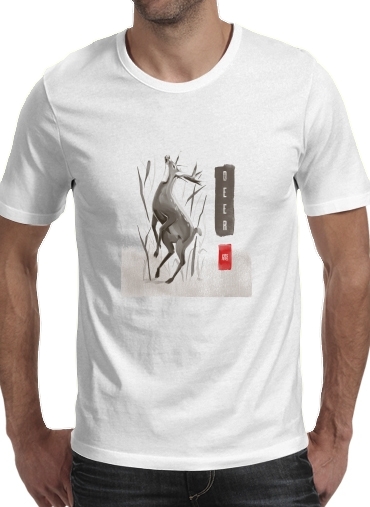  Deer Japan watercolor art para Camisetas hombre