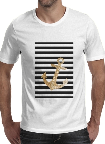  gold glitter anchor in black para Camisetas hombre