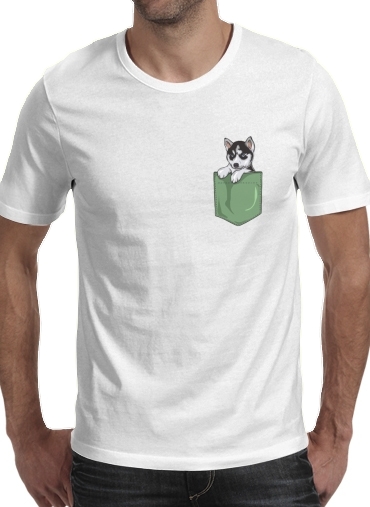  Husky Dog in the pocket para Camisetas hombre