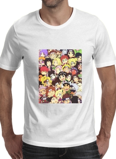 negro- Naruto Chibi Group para Camisetas hombre