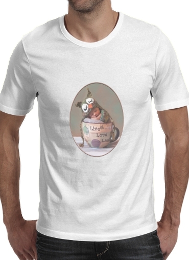  Painting Baby With Owl Cap in a Teacup para Camisetas hombre