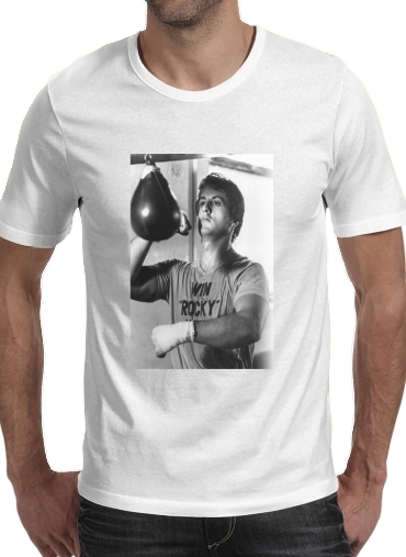  Rocky Balboa entrenamiento de pelota de punzonado para Camisetas hombre