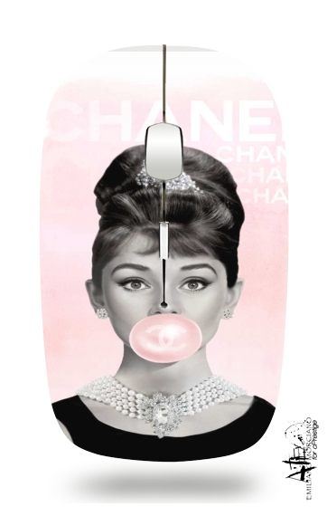  Audrey Hepburn bubblegum para Ratón óptico inalámbrico con receptor USB