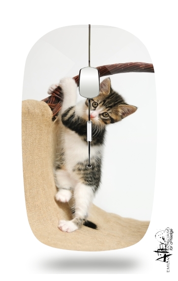  Gato del bebé, escalada lindo gatito para Ratón óptico inalámbrico con receptor USB