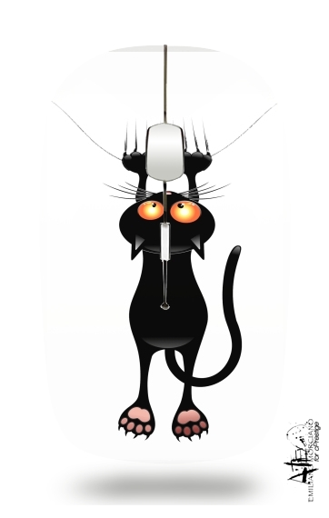  Black Cat Cartoon Hang para Ratón óptico inalámbrico con receptor USB