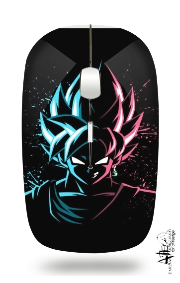  Black Goku Face Art Blue and pink hair para Ratón óptico inalámbrico con receptor USB