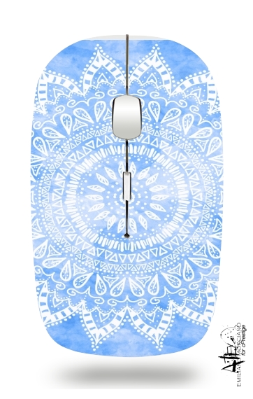  Bohemian Flower Mandala in Blue para Ratón óptico inalámbrico con receptor USB