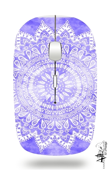  Bohemian Flower Mandala in purple para Ratón óptico inalámbrico con receptor USB