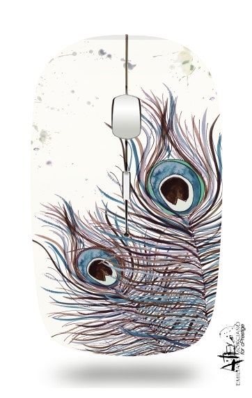  Boho Peacock Feather para Ratón óptico inalámbrico con receptor USB