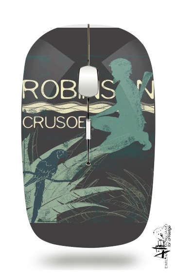  Book Collection: Robinson Crusoe para Ratón óptico inalámbrico con receptor USB