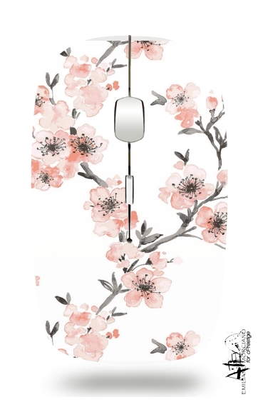  Cherry Blossom Aquarel Flower para Ratón óptico inalámbrico con receptor USB