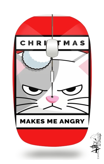  Christmas makes me Angry cat para Ratón óptico inalámbrico con receptor USB