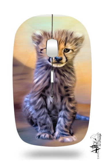  Cute cheetah cub para Ratón óptico inalámbrico con receptor USB