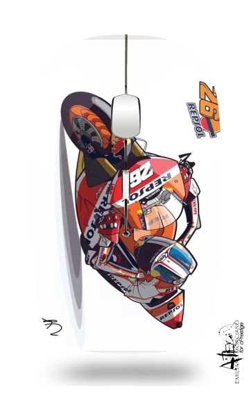 Dani Pedrosa Moto GP Cartoon Art para Ratón óptico inalámbrico con receptor USB