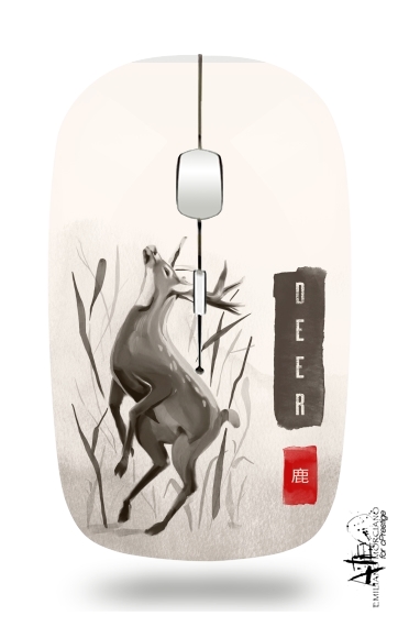  Deer Japan watercolor art para Ratón óptico inalámbrico con receptor USB