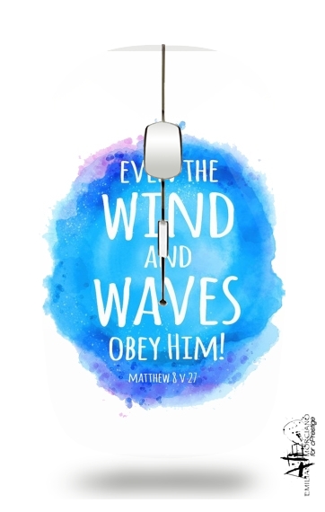  Even the wind and waves Obey him Matthew 8v27 para Ratón óptico inalámbrico con receptor USB