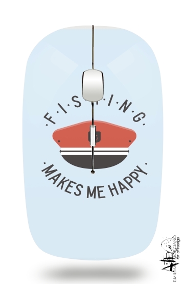  Fishing makes me happy para Ratón óptico inalámbrico con receptor USB
