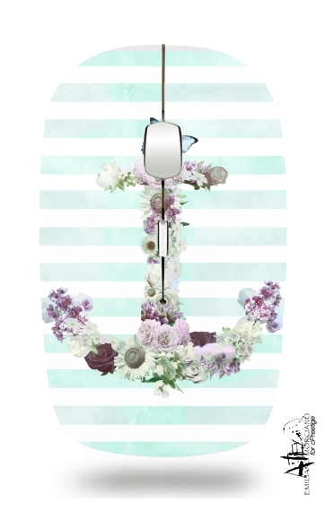  Floral Anchor in mint para Ratón óptico inalámbrico con receptor USB