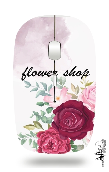  Flower Shop Logo para Ratón óptico inalámbrico con receptor USB