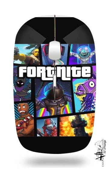 Fortnite - Battle Royale Art Feat GTA para Ratón óptico inalámbrico con receptor USB