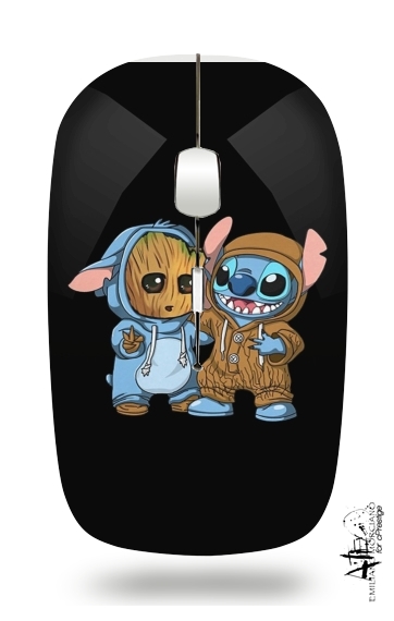  Groot x Stitch para Ratón óptico inalámbrico con receptor USB
