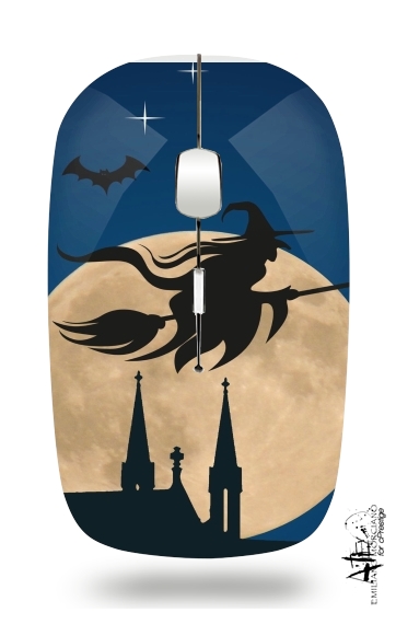  Halloween Moon Background Witch para Ratón óptico inalámbrico con receptor USB