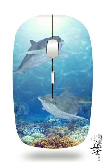  happy dolphins para Ratón óptico inalámbrico con receptor USB