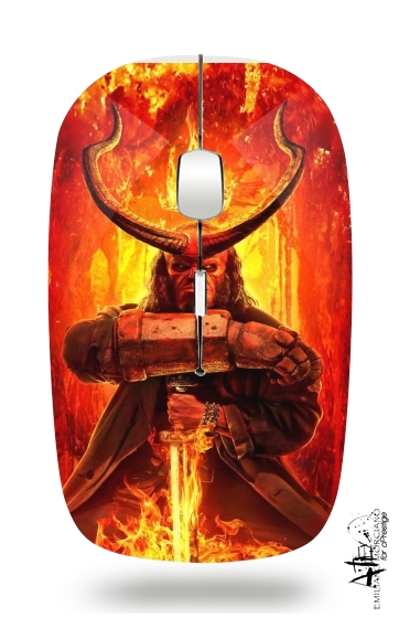  Hellboy in Fire para Ratón óptico inalámbrico con receptor USB