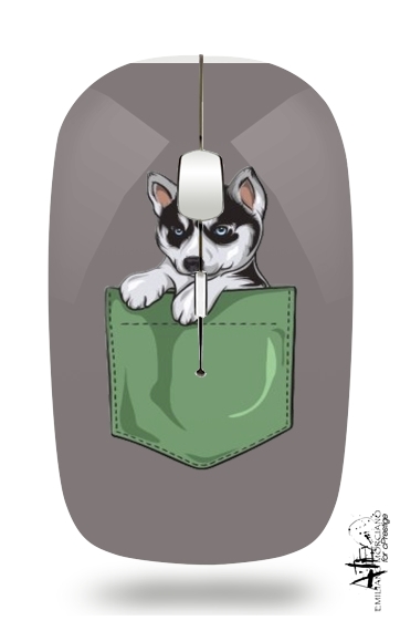  Husky Dog in the pocket para Ratón óptico inalámbrico con receptor USB