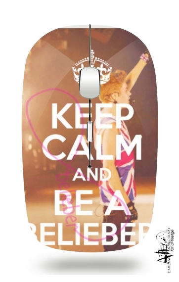  Keep Calm And Be a Belieber para Ratón óptico inalámbrico con receptor USB