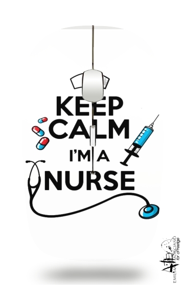  Keep calm I am a nurse para Ratón óptico inalámbrico con receptor USB