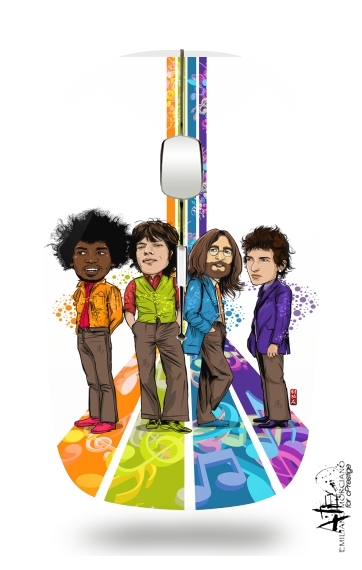  Music Legends: Lennon, Jagger, Dylan & Hendrix para Ratón óptico inalámbrico con receptor USB