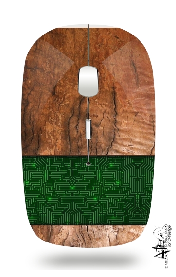  Natural Wooden Wood Oak para Ratón óptico inalámbrico con receptor USB