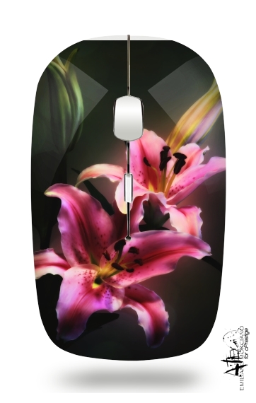  Painting Pink Stargazer Lily para Ratón óptico inalámbrico con receptor USB