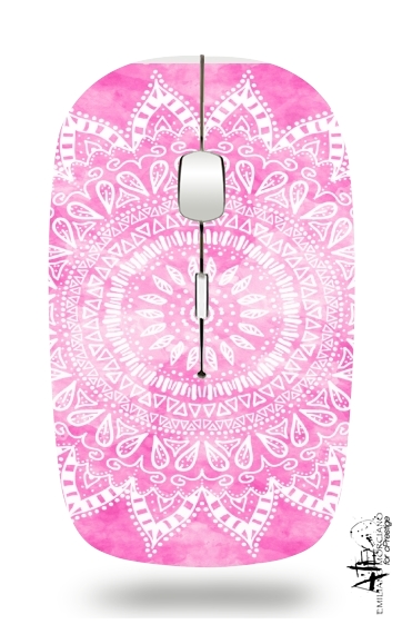  Pink Bohemian Boho Mandala para Ratón óptico inalámbrico con receptor USB
