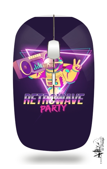  Retrowave party nightclub dj neon para Ratón óptico inalámbrico con receptor USB