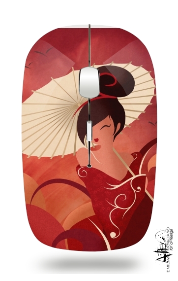  Sakura Asian Geisha para Ratón óptico inalámbrico con receptor USB