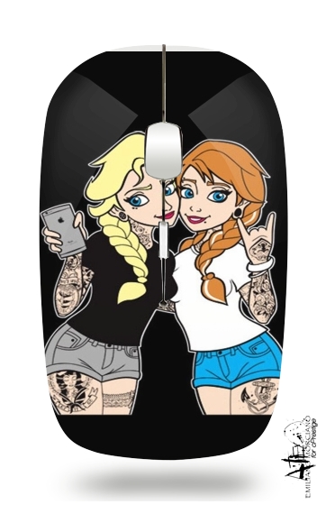  Sisters Selfie Tatoo Punk Elsa Anna para Ratón óptico inalámbrico con receptor USB