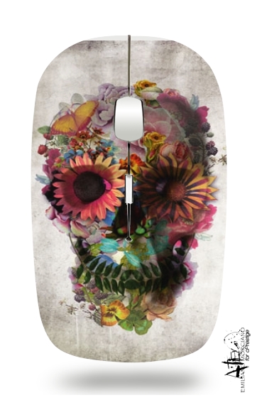  Skull Flowers Gardening para Ratón óptico inalámbrico con receptor USB
