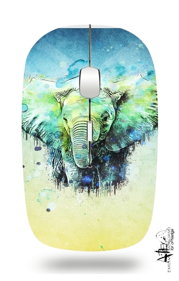  watercolor elephant para Ratón óptico inalámbrico con receptor USB