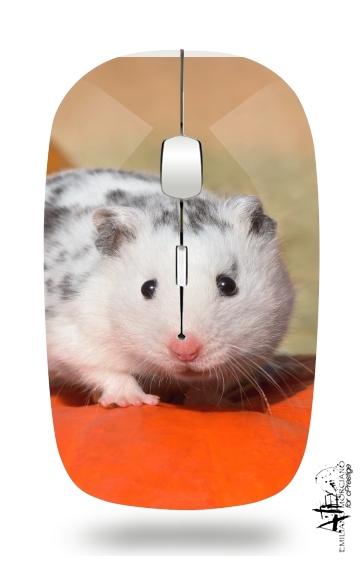  White Dalmatian Hamster with black spots  para Ratón óptico inalámbrico con receptor USB