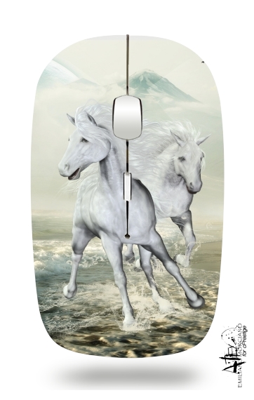  White Horses On The Beach para Ratón óptico inalámbrico con receptor USB
