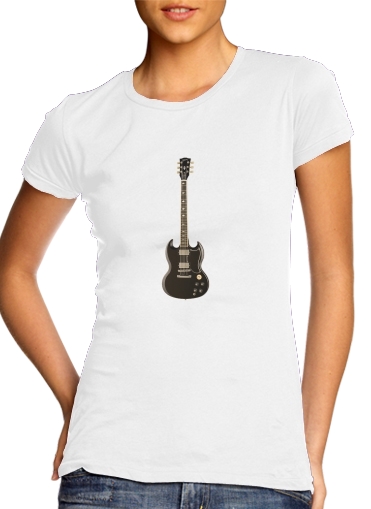  AcDc Guitare Gibson Angus para Camiseta Mujer